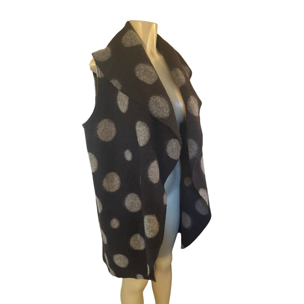 M Bryn Walker Marceline Draped Vest Polka Dot Wool Sweater Cardigan Lagenlook